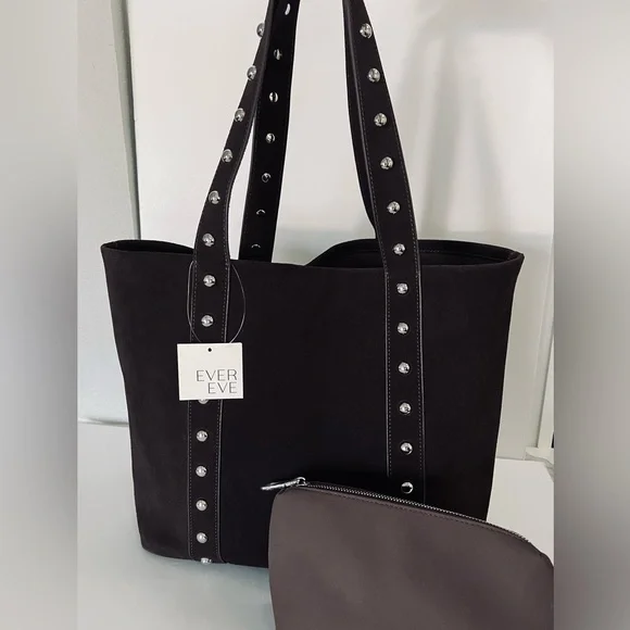 Evereve Sloane Studded Suede Leather Tote Bag NWT - Picture 6 of 14